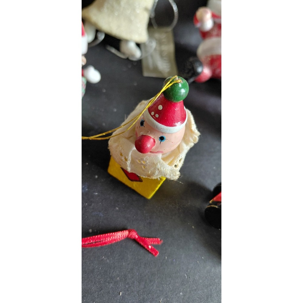 vintage midcentury flocked felt Santa doll Collection ornament Christmas Holiday - Picture 7 of 12